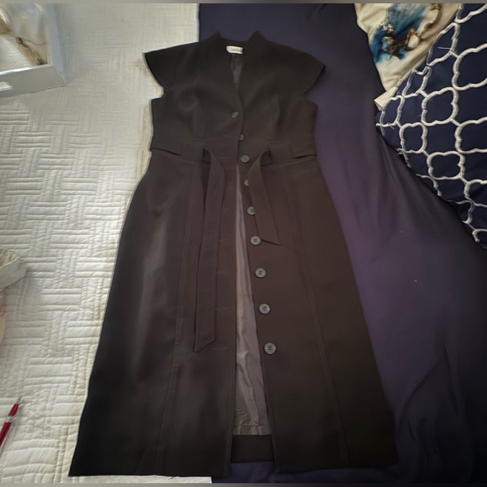 Calvin Klein Black Midi Dress with Button Front